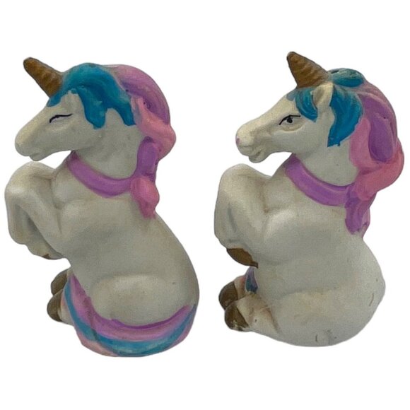 Porcelain Ceramic Pastel Unicorn Salt and Pepper Shaker Set Fantasy Collectible - Picture 3 of 9